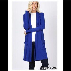 Long Sleeve Slouchy Pocket Open Cardigan, L NWOT
